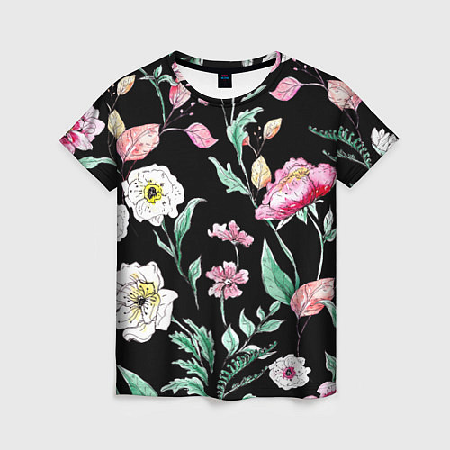 Женская футболка Цветы Нарисованные от Руки / 3D-принт – фото 1