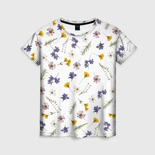 Женская футболка Простые цветы на белом фоне / 3D-принт – фото 1