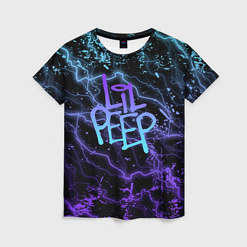 Женская футболка Lil peep neon молнии / 3D-принт – фото 1