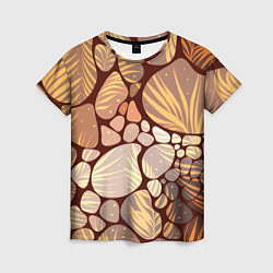 Женская футболка Коричнево-бежевые пастельные камушки с яркими паль