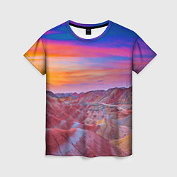 Женская футболка Краски природы Горы Neon Китай