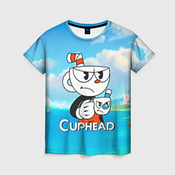 Футболка женская Cuphead сердитая чашечка, цвет: 3D-принт