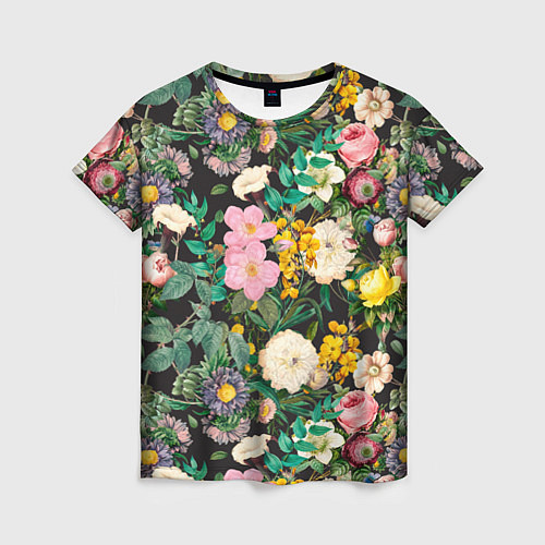 Женская футболка Паттерн из летних цветов Summer Flowers Pattern / 3D-принт – фото 1