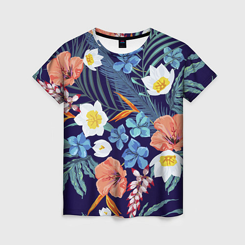 Женская футболка Цветы Экзотические / 3D-принт – фото 1