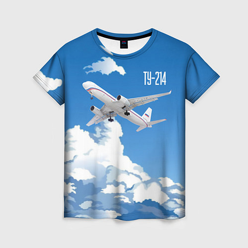 Женская футболка Самолет Ту-214 / 3D-принт – фото 1