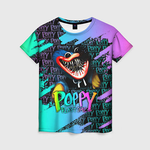 Женская футболка POPPY PLAYTIME HAGGY WAGGY - ПОППИ ПЛЕЙТАЙМ цветно / 3D-принт – фото 1