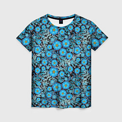 Женская футболка Поле синих цветов