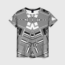Женская футболка Черно белый современный геометрический узор Симмет