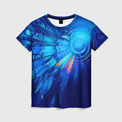 Женская футболка Неоновый фрактальный хвост кометы Абстракция Neon