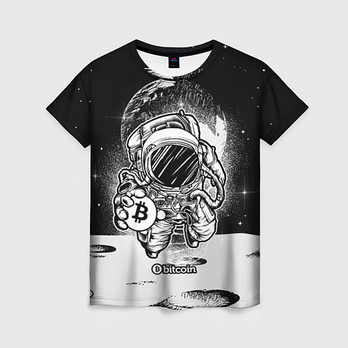 Женская футболка Космонавт с биткоином / 3D-принт – фото 1