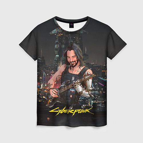 Женская футболка Johnny в гитарой Джонни Cyberpunk2077 / 3D-принт – фото 1