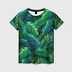 Женская футболка Green plants pattern