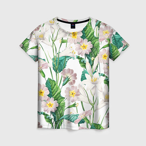 Женская футболка Цветы Лилии На Белом Фоне / 3D-принт – фото 1