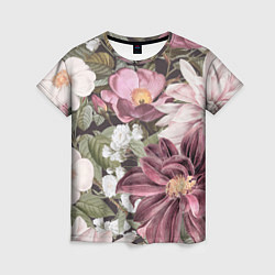 Женская футболка Цветы Красивый Цветочный Букет Георгин