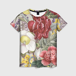 Женская футболка Цветы Красочный Садовый Букет