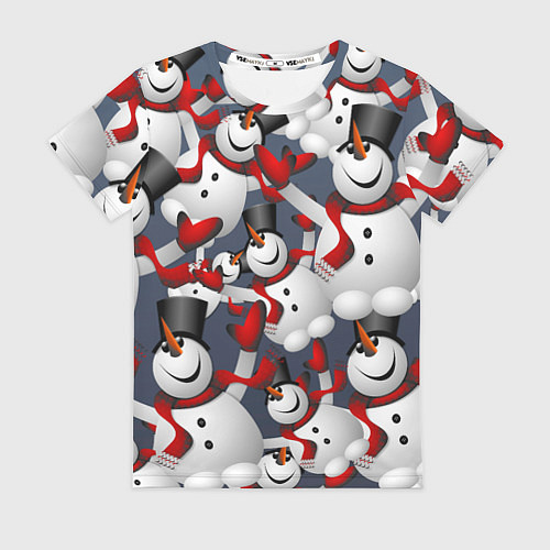 Женская футболка ВОЗДУШНЫЕ СНЕГОВИКИ / 3D-принт – фото 1