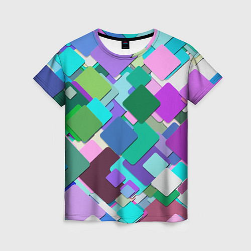 Женская футболка MULTICOLORED SQUARES / 3D-принт – фото 1