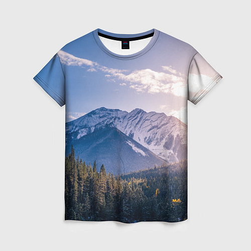 Женская футболка Горы Лес Солнце / 3D-принт – фото 1