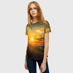 Футболка женская Закат у океана, цвет: 3D-принт — фото 2