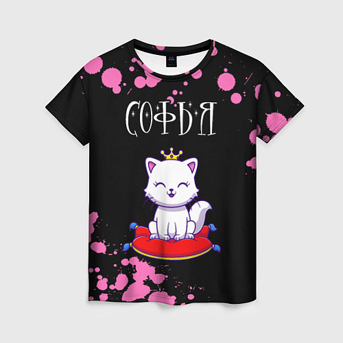 Женская футболка Софья - КОШКА - Брызги / 3D-принт – фото 1
