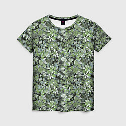 Женская футболка Летний лесной камуфляж в зеленых тонах