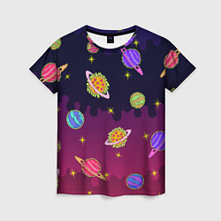 Женская футболка Pizza in Space