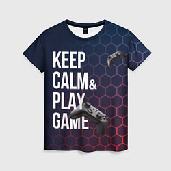 Женская футболка KEEP CALM& PLAY GAME PATTERN HEXAGONAL