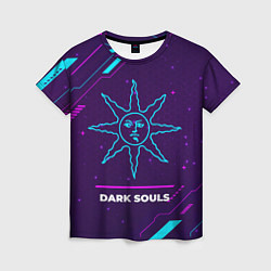 Футболка женская Символ Dark Souls Sun в неоновых цветах на темном, цвет: 3D-принт