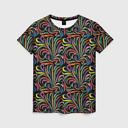 Женская футболка Разноцветные яркие узоры