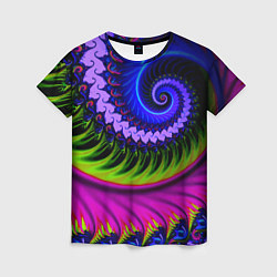 Женская футболка Разноцветная неоновая спираль Абстракция Multicolo