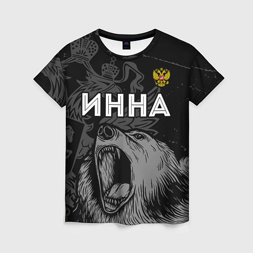 Женская футболка Инна Россия Медведь / 3D-принт – фото 1