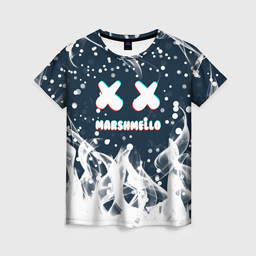Женская футболка Marshmello белый огонь / 3D-принт – фото 1
