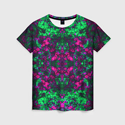 Женская футболка Абстрактный зелено-малиновый симметричный узор
