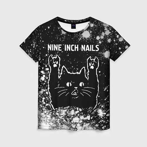 Женская футболка Группа Nine Inch Nails и Рок Кот / 3D-принт – фото 1