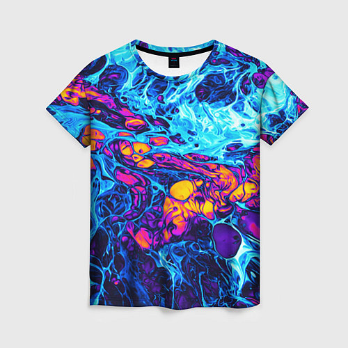Женская футболка Взрыв Неона Fluid Explosion Неон / 3D-принт – фото 1