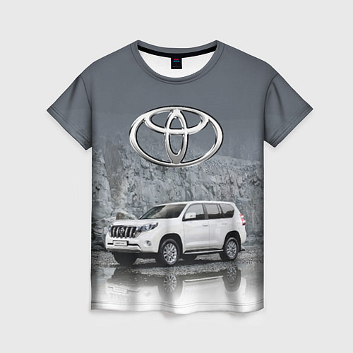 Женская футболка Toyota Land Cruiser на фоне скалы / 3D-принт – фото 1
