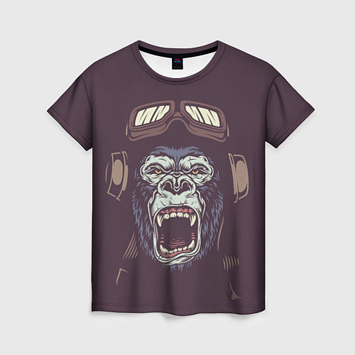 Женская футболка Орущая горилла / 3D-принт – фото 1