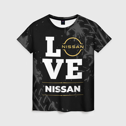 Женская футболка Nissan Love Classic со следами шин на фоне / 3D-принт – фото 1