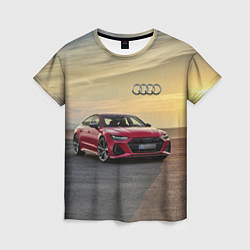 Футболка женская Audi RS 7 на закате солнца Audi RS 7 at sunset, цвет: 3D-принт