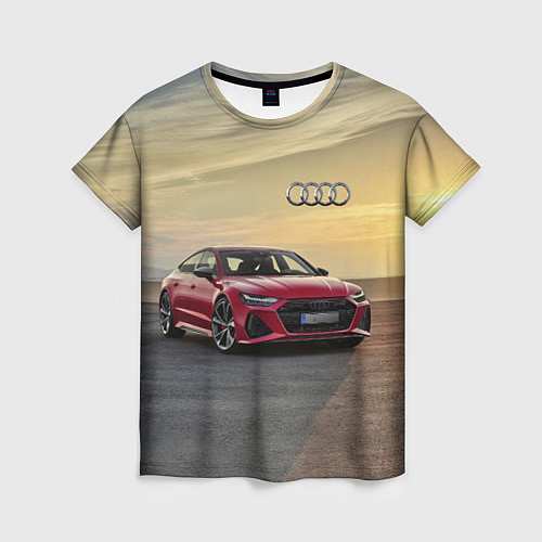 Женская футболка Audi RS 7 на закате солнца Audi RS 7 at sunset / 3D-принт – фото 1