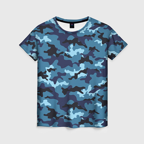 Женская футболка Камуфляж Тёмно-Синий Camouflage Dark-Blue / 3D-принт – фото 1