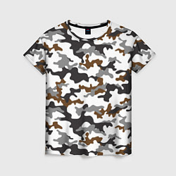 Футболка женская Камуфляж Чёрно-Белый Camouflage Black-White, цвет: 3D-принт