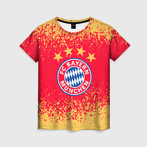 Женская футболка Bayern munchen красно желтый фон / 3D-принт – фото 1