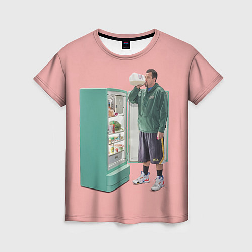 Женская футболка Адам Сэндлер пьет молоко / 3D-принт – фото 1