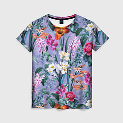 Женская футболка Цветы Пионы и Тигриди