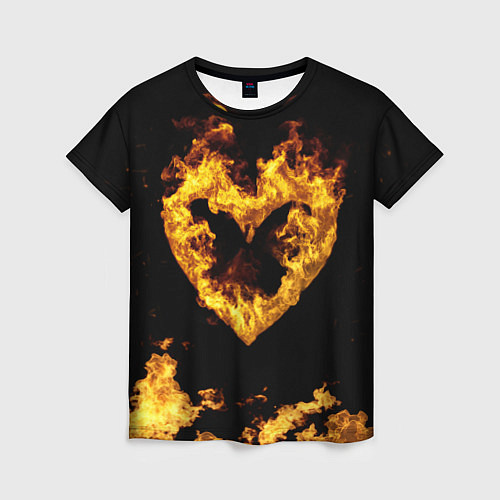 Женская футболка Fire Heart / 3D-принт – фото 1