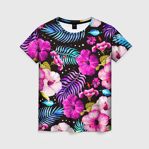 Женская футболка Floral pattern Summer night Fashion trend / 3D-принт – фото 1