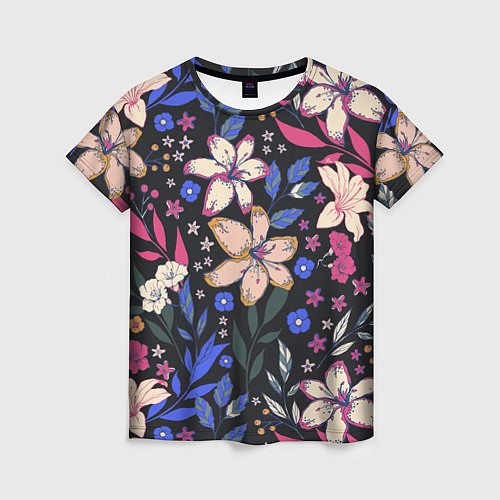 Женская футболка Цветы Красочные Лилии В Саду / 3D-принт – фото 1