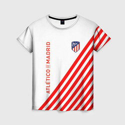 Футболка женская Atletico madrid красные полосы, цвет: 3D-принт