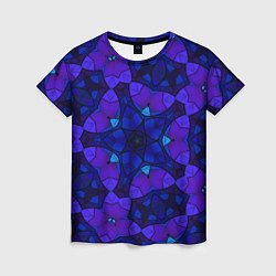 Женская футболка Калейдоскоп -геометрический сине-фиолетовый узор